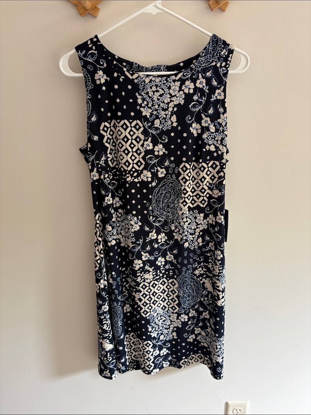 NWT Tommy Hilfiger Women's Bali Patchwork Sheath Dress Navy White Size 10